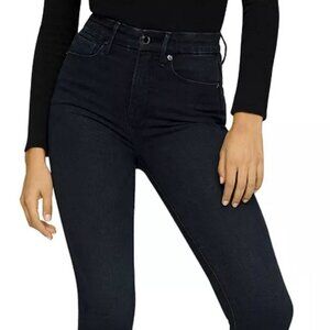 Good American Good Waist 8/29 Blue Skinny Jeans Dark Wash Whisker Ladies